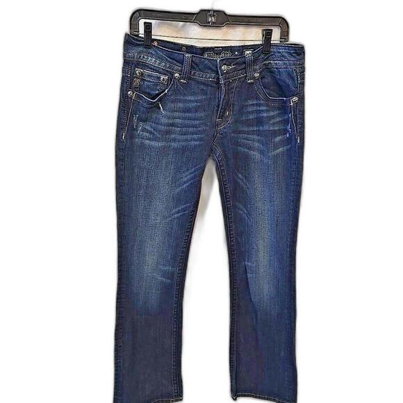 Miss Me Jeans 30 Women's Size 30x34 Boot‎ Cut Dark Embroidered - Picture 1 of 13